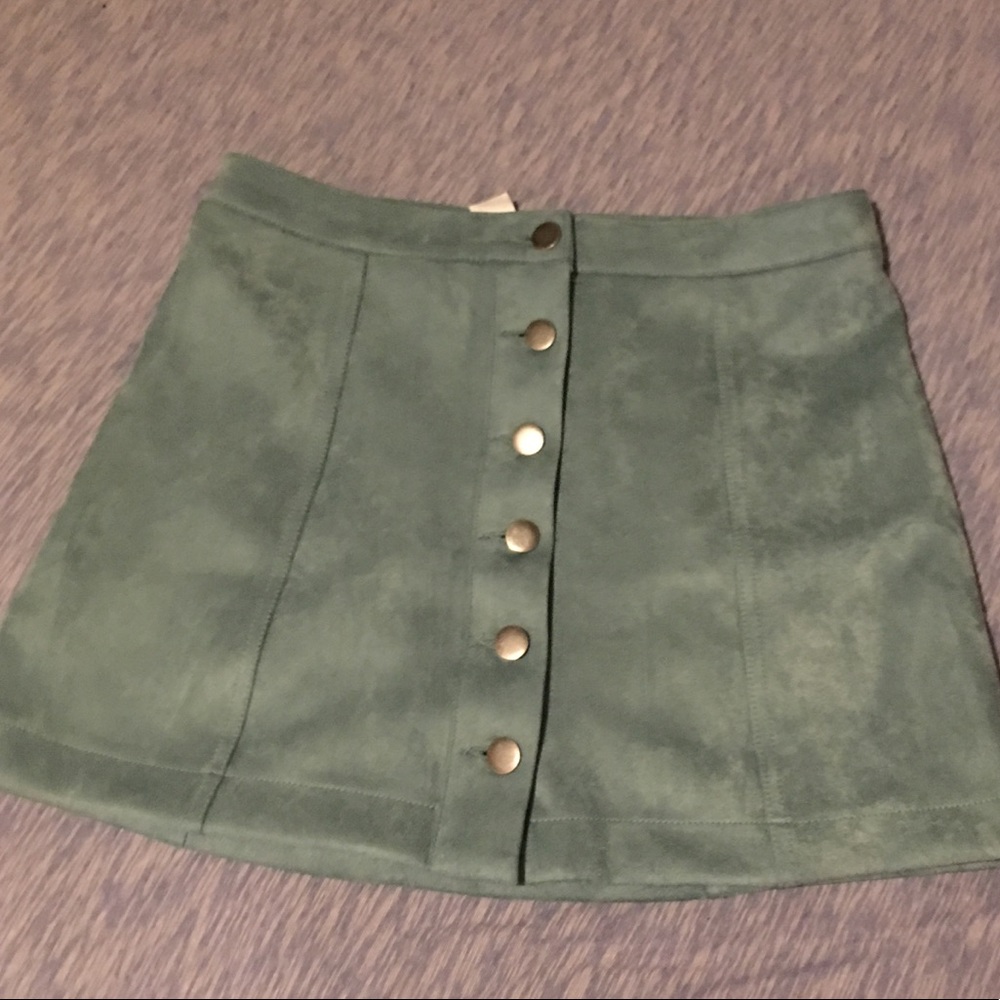 Blue suede mini skirt